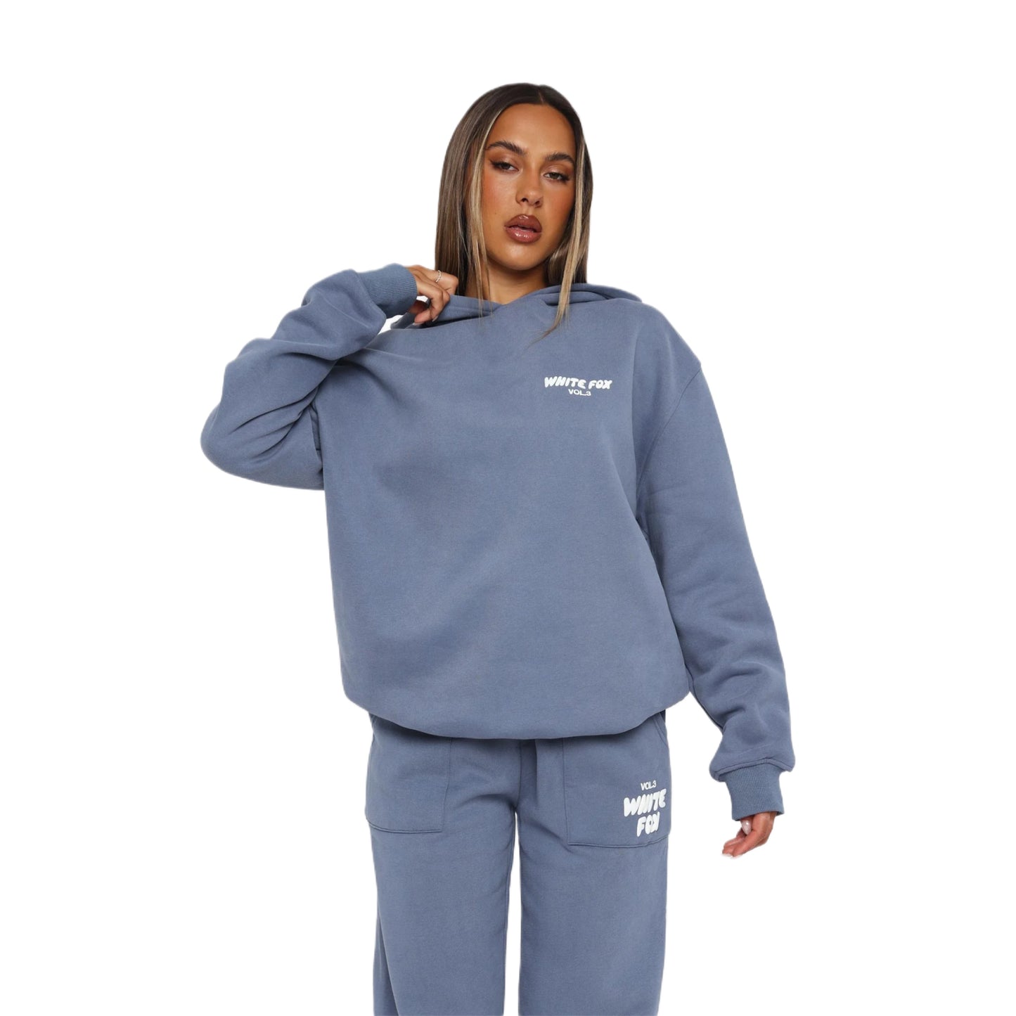 WHITE FOX OFFSET HOODIE - OCEAN