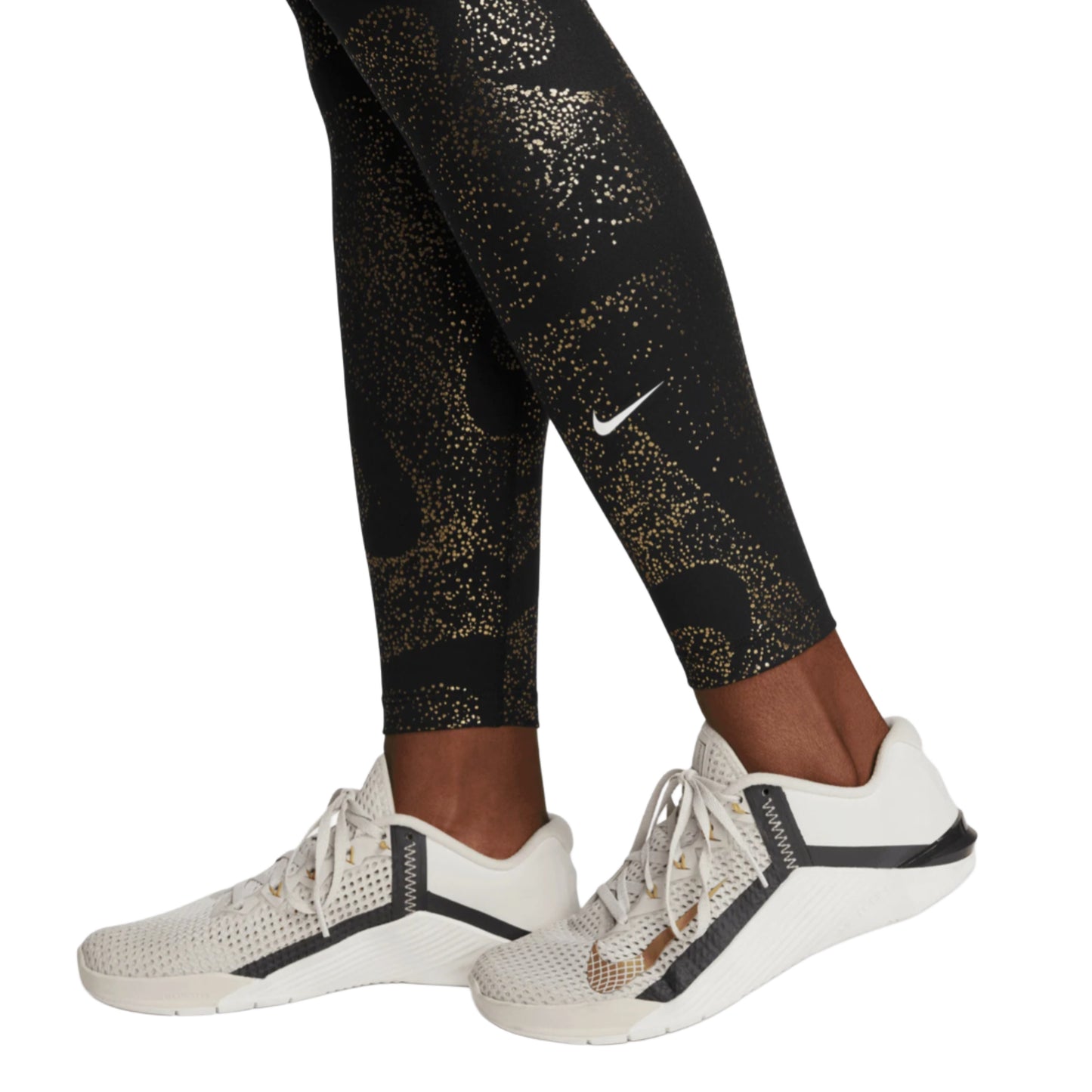 NIKE ONE HIGH WASTED LEGGINGS - BLACK/ GOLD