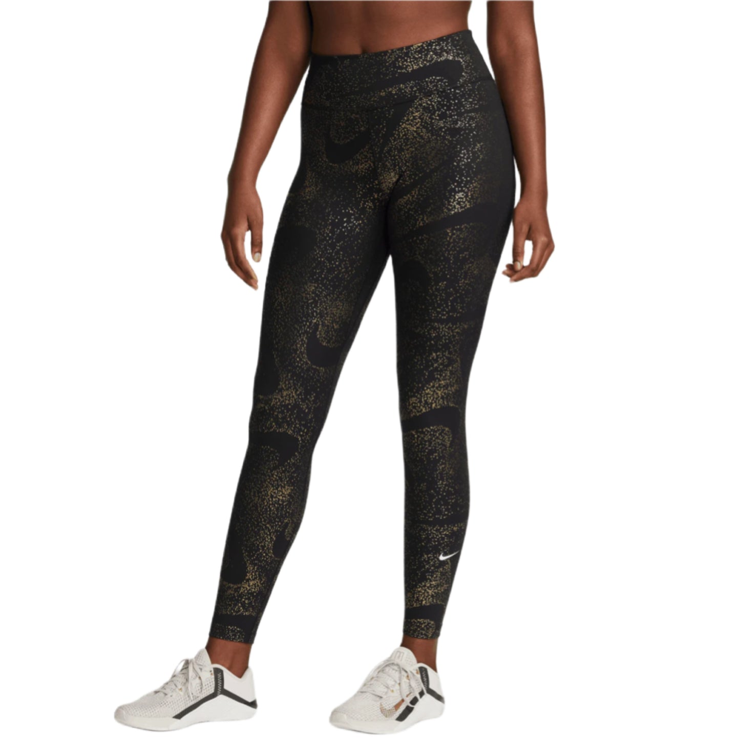 NIKE ONE HIGH WASTED LEGGINGS - BLACK/ GOLD