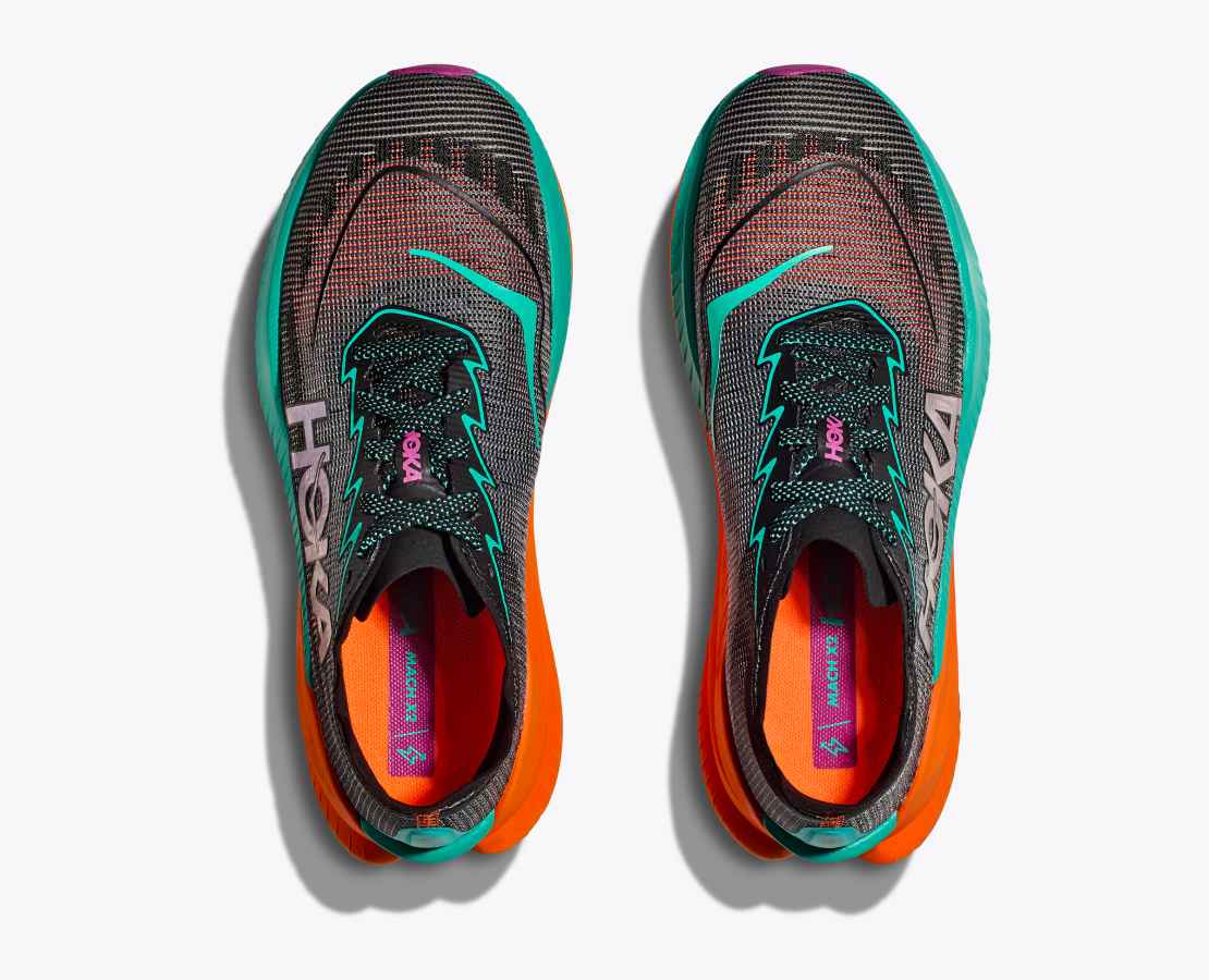 HOKA MACH X 2 - BLACK/ ELECTRIC AQUA