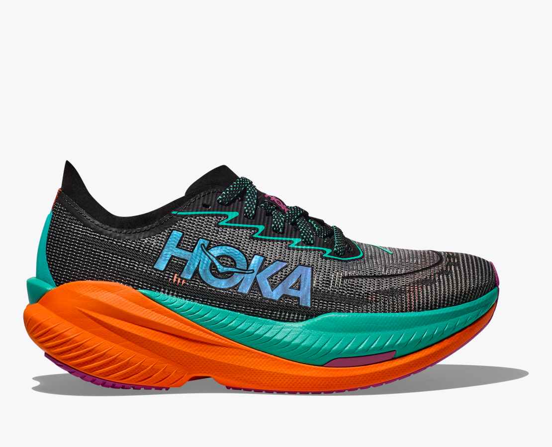 HOKA MACH X 2 - BLACK/ ELECTRIC AQUA