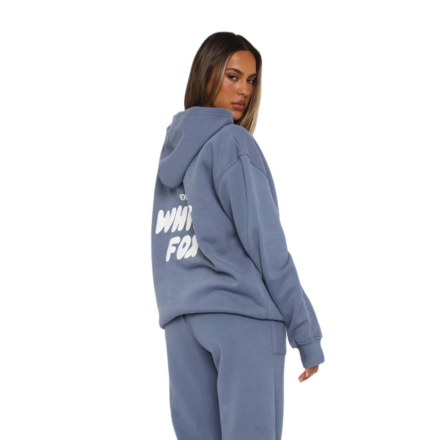 WHITE FOX OFFSET HOODIE - OCEAN