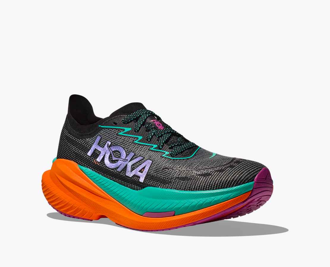 HOKA MACH X 2 - BLACK/ ELECTRIC AQUA