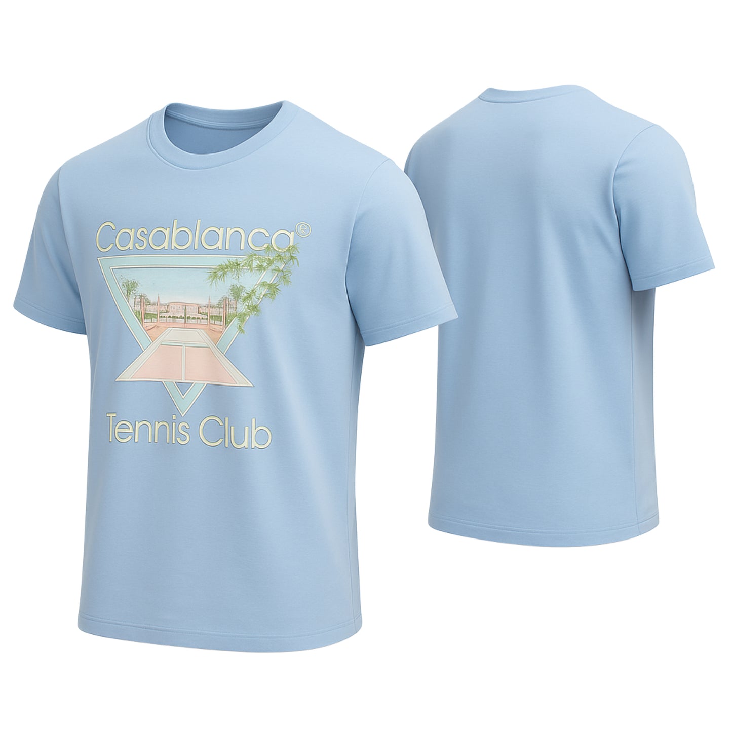 CASABLANCA TENNIS CLUB ICON T-SHIRT - BABY BLUE