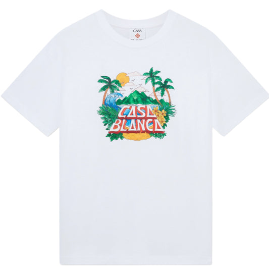 CASABLANCA BEACH WAVE T-SHIRT - WHITE